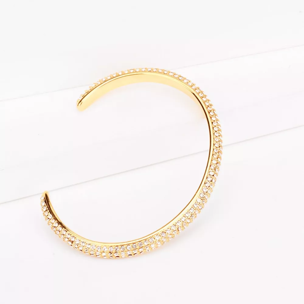 18K Gold-Plated Copper Zircon Open Bracelet, image 2