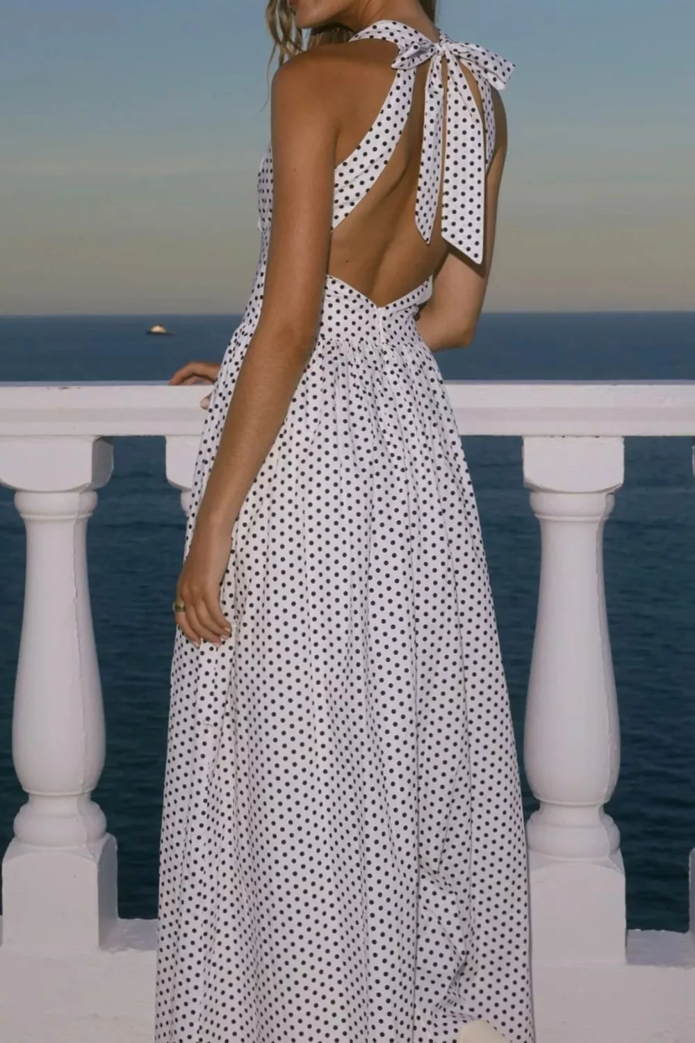Backless Polka Dot Halter Neck Maxi Dress, image 18