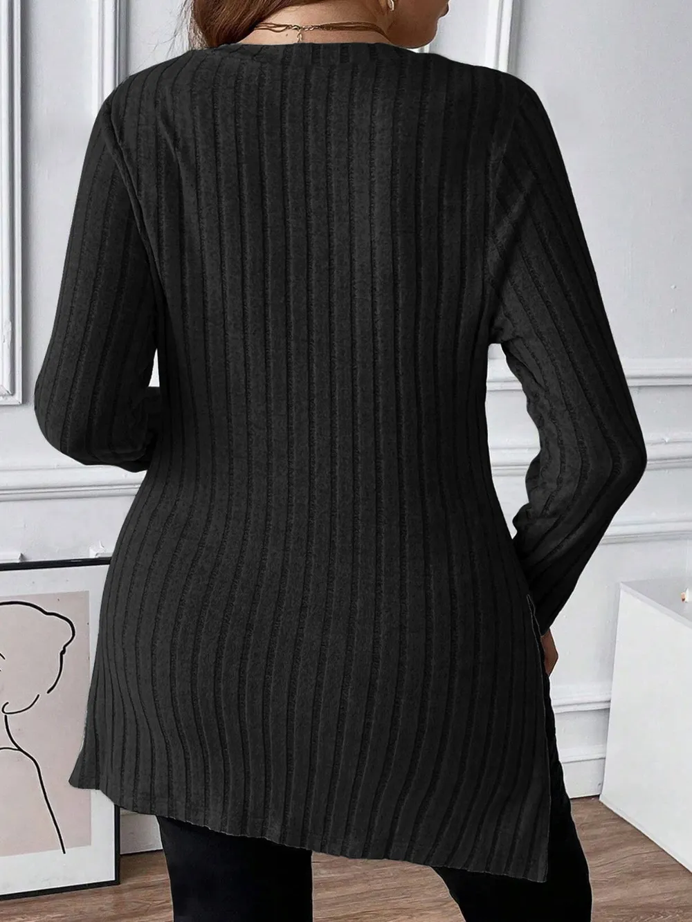 Plus Size Square Neck Long Sleeve Top, image 11