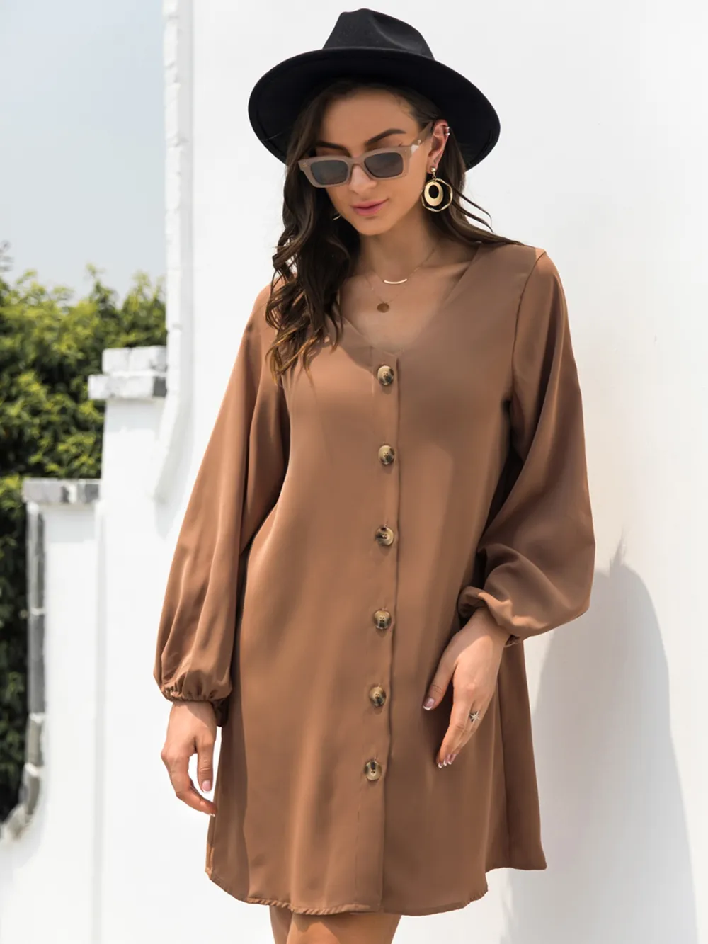 V-Neck Long Sleeve Mini Dress, image 17
