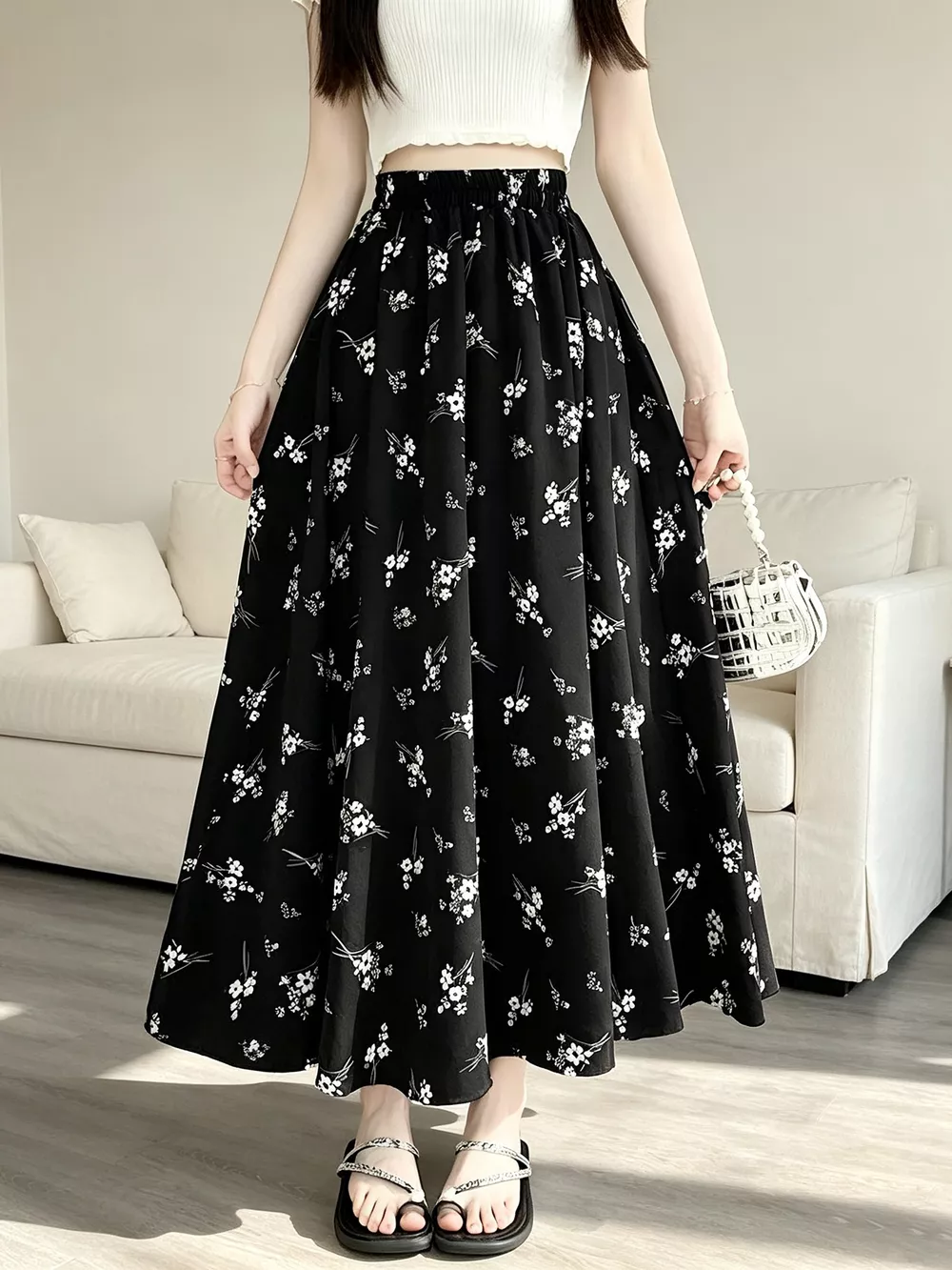 Floral Print A-Line Skirt, image 7