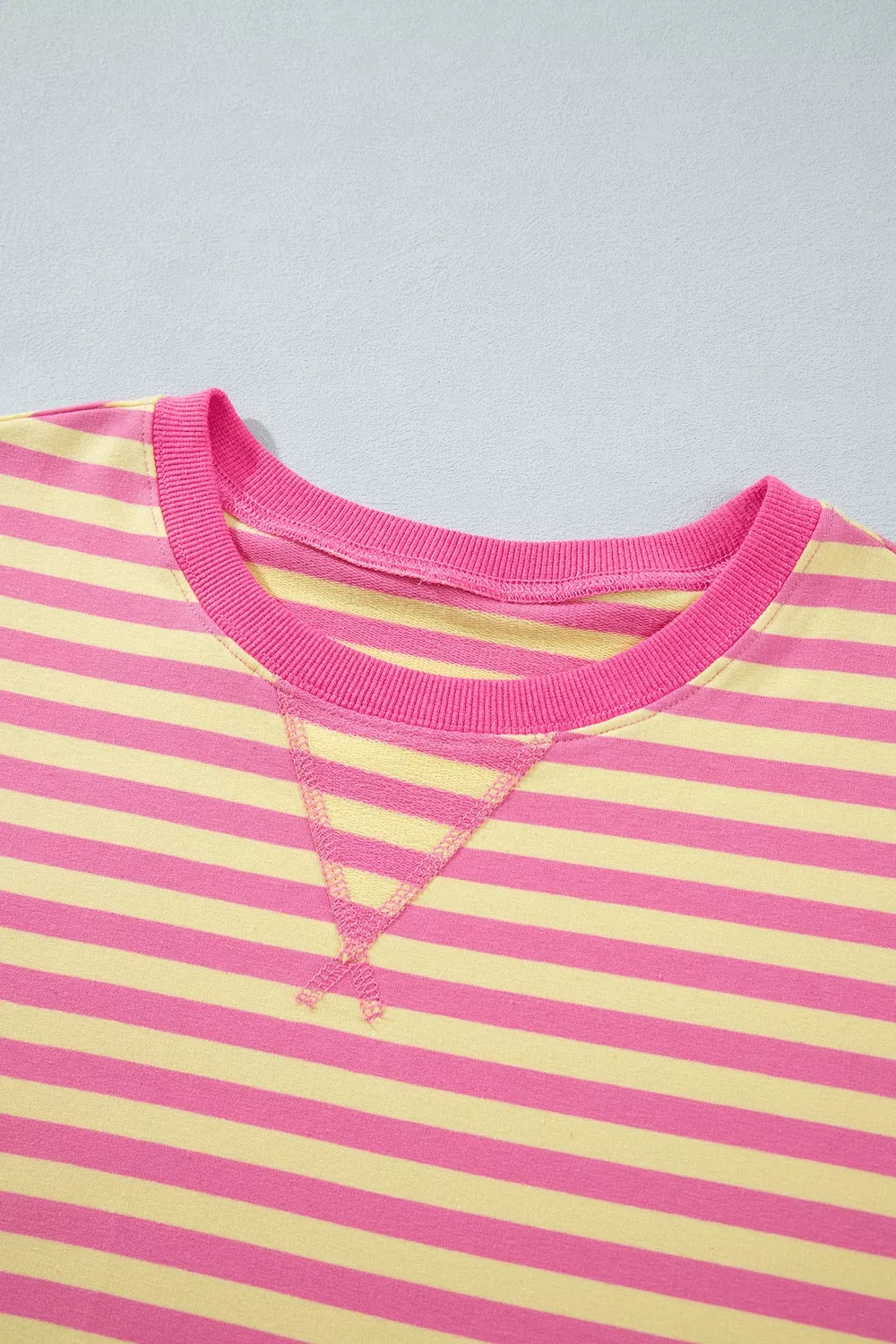 Stripe Colorblock Trim Crew Neck Loose Tee Drawstring Elastic Waist 2pcs Pant Set, image 14