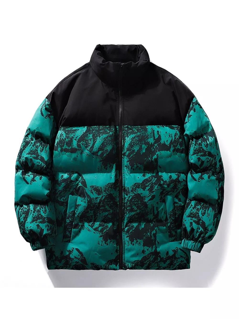 Men's Full Size Printed Padded Winter Coat Plus Size