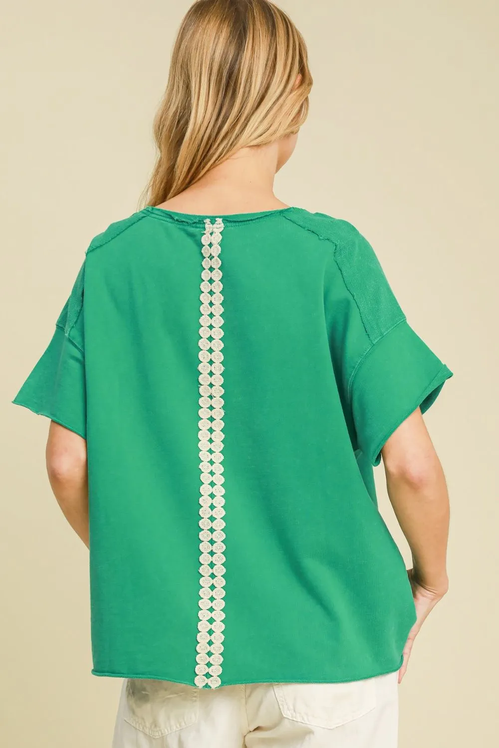 Full Size Mineral Wash T-Shirt with Lace Applique Plus Size, image 3