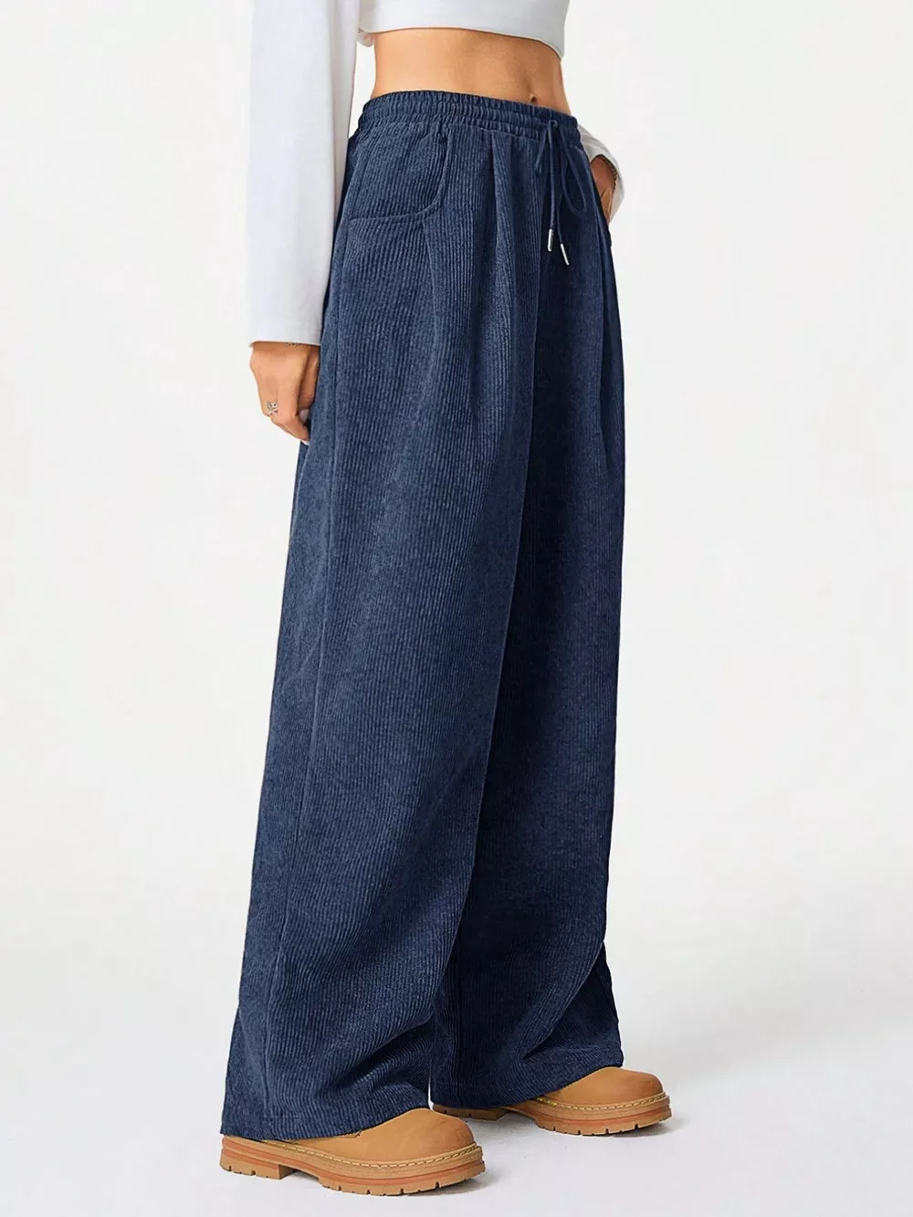 Wide Leg Corduroy Drawstring Pants, image 15