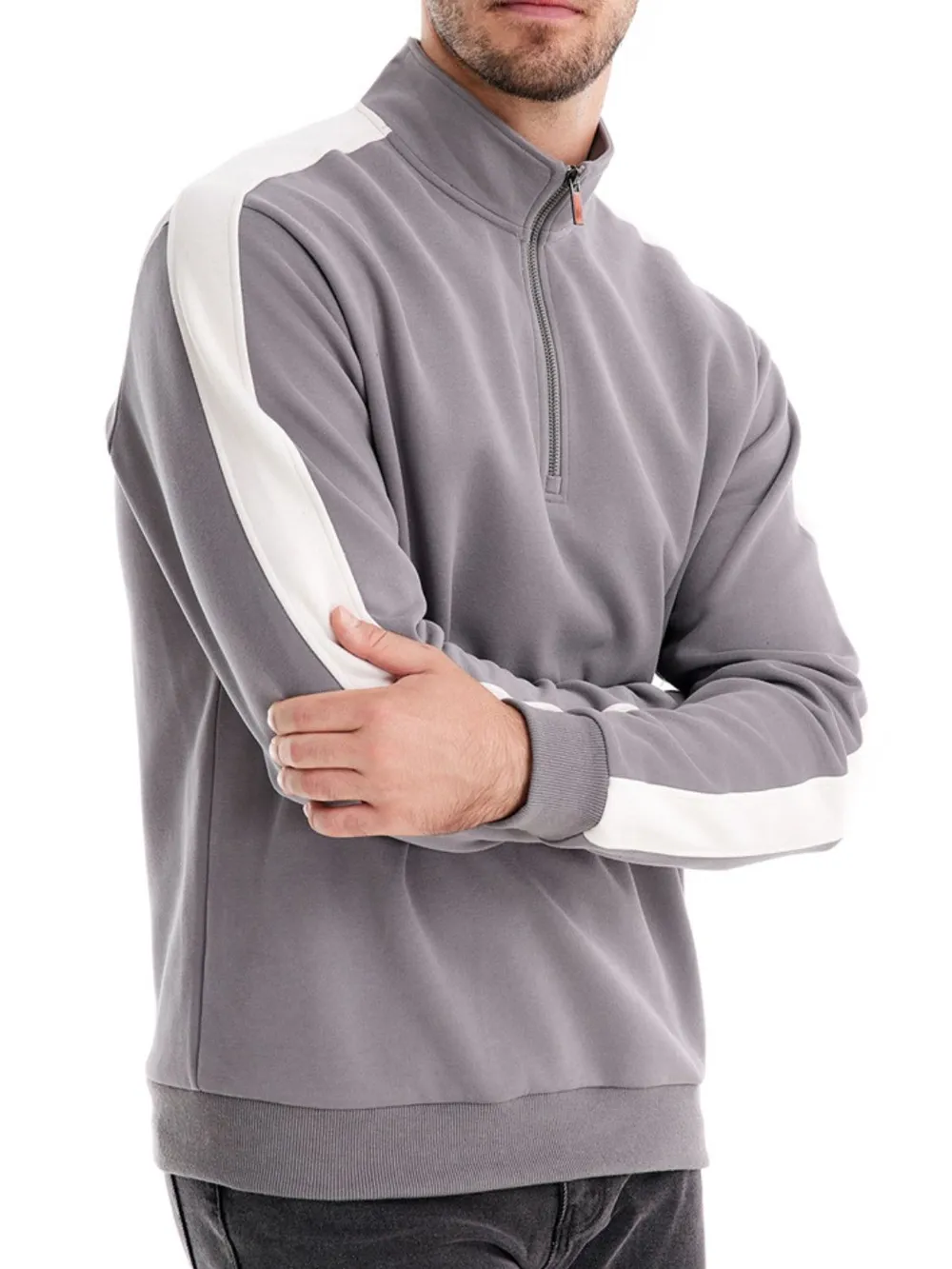 Men's Contrast Striped Long Sleeve Sweatshirt, image 2