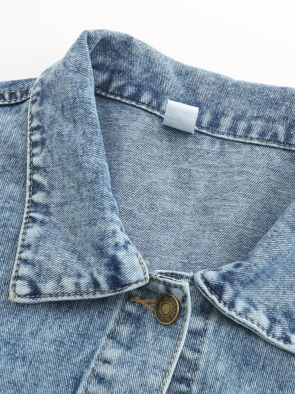 Button Down Drop Shoulder Denim Jacket, image 11