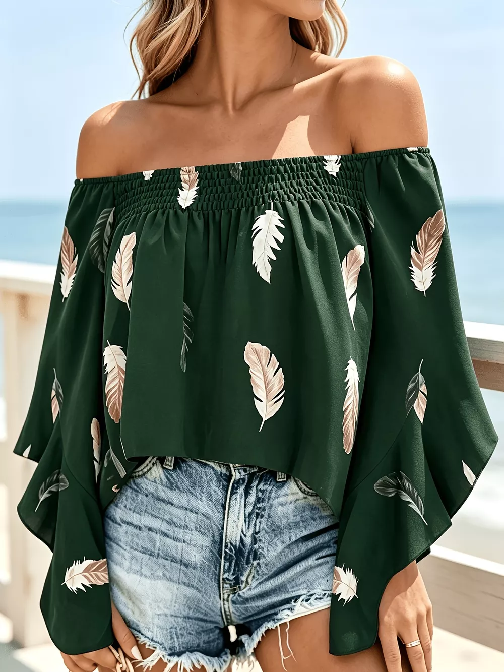 Printed Off Shoulder Blouse, image 12