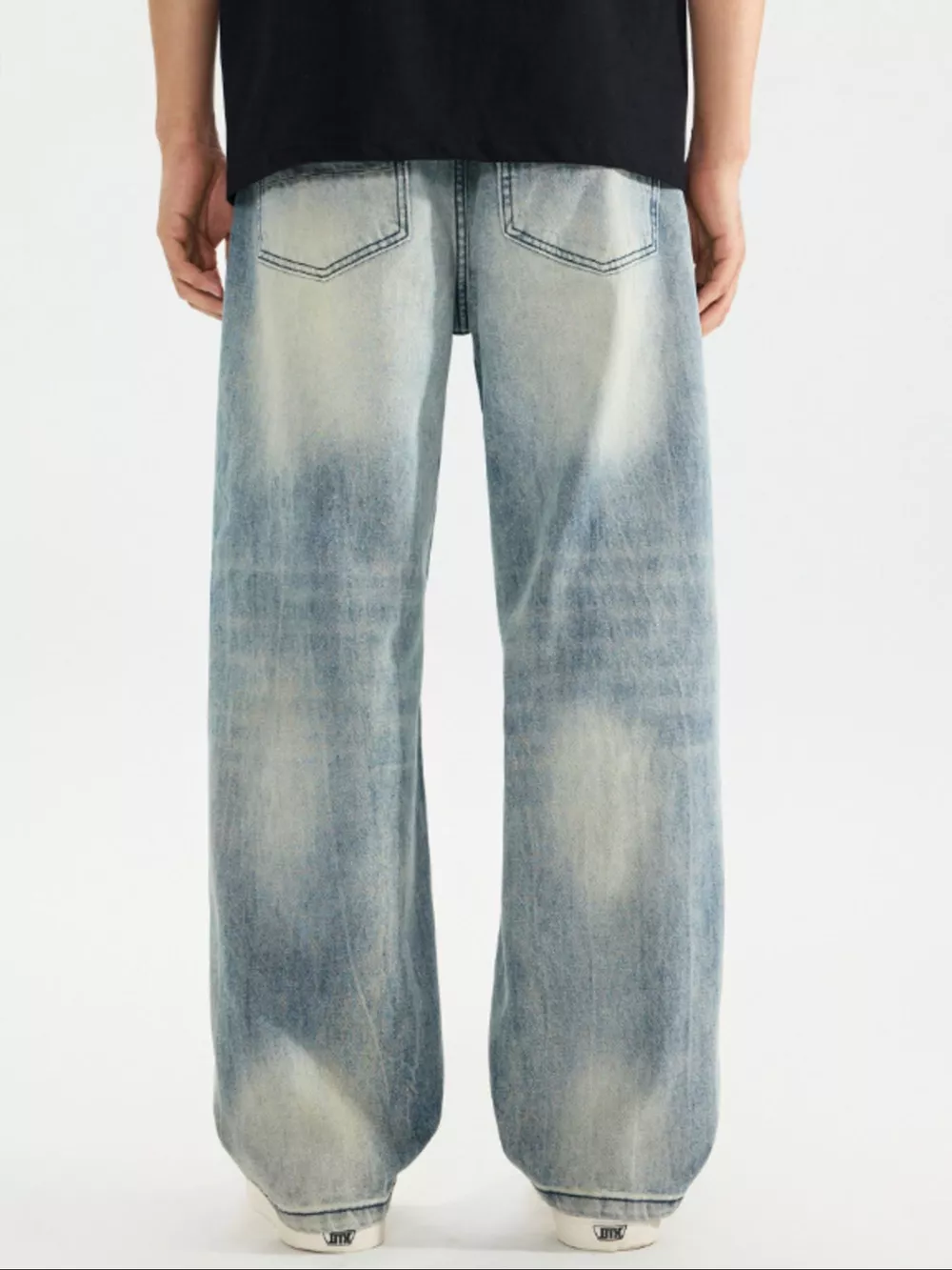 Men's Distressed Vintage Wash Loose Fit Jeans, image 6