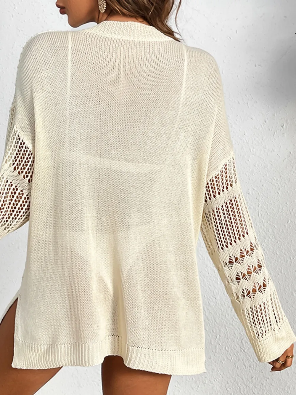 Cutout Notched Long Sleeve Cover-Up, image 2