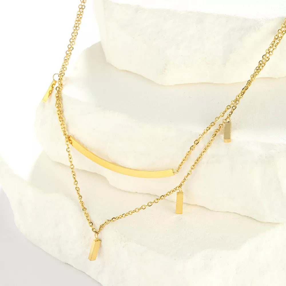 18K Gold-Plated Double Layered Necklace, image 8