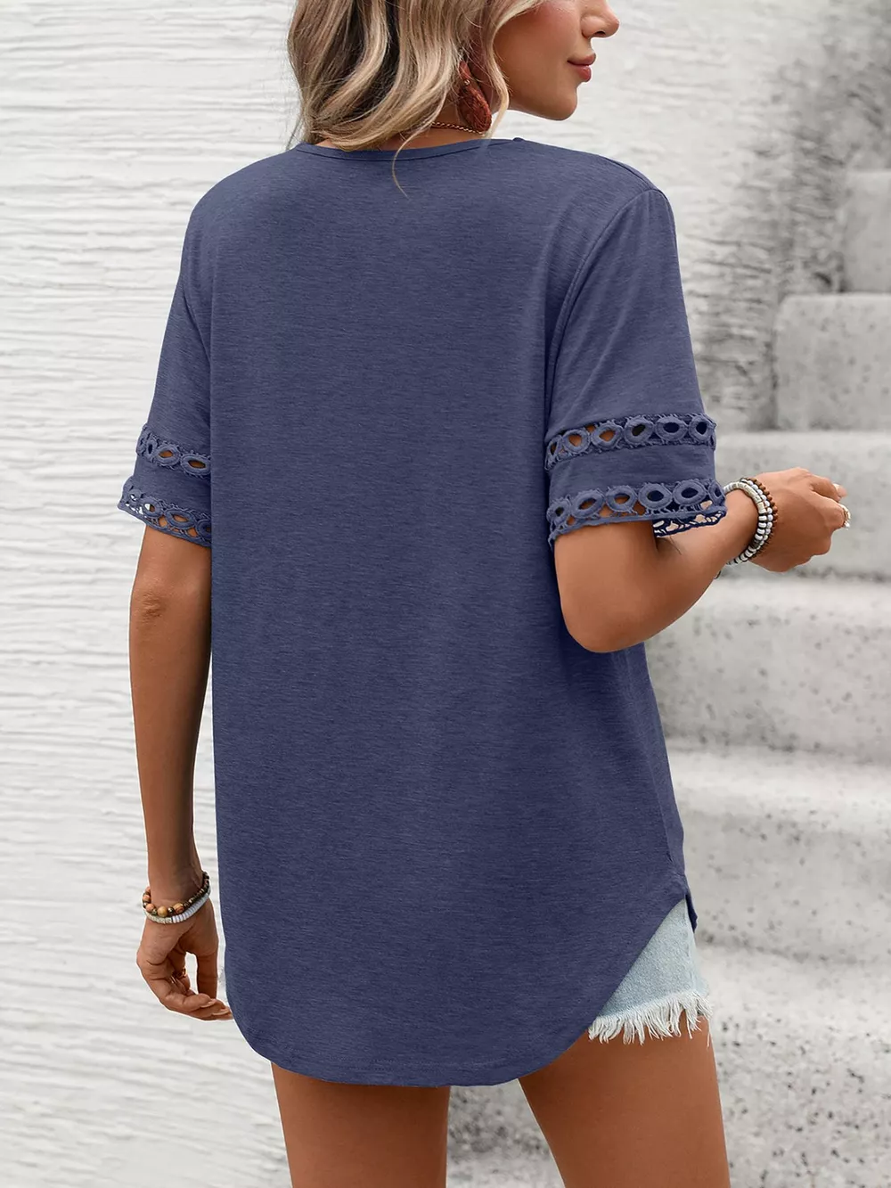 V-Neck Hollow-Out Sleeve T-Shirt, image 27