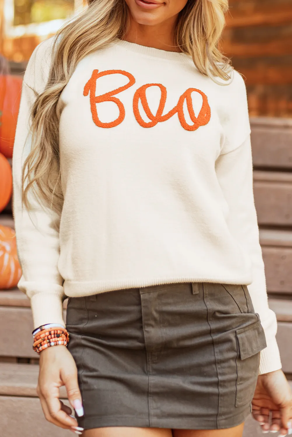 BOO Round Neck Long Sleeve Sweater, image 11