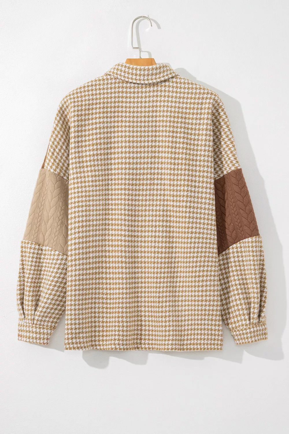 Button Down Houndstooth Color Block Shacket, image 16