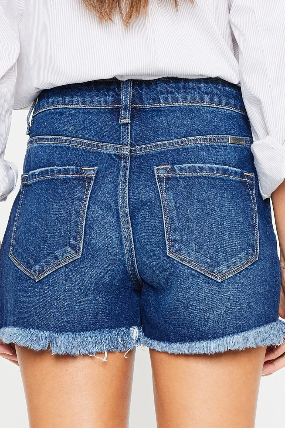 High Rise Frayed Hem Denim Shorts, image 6