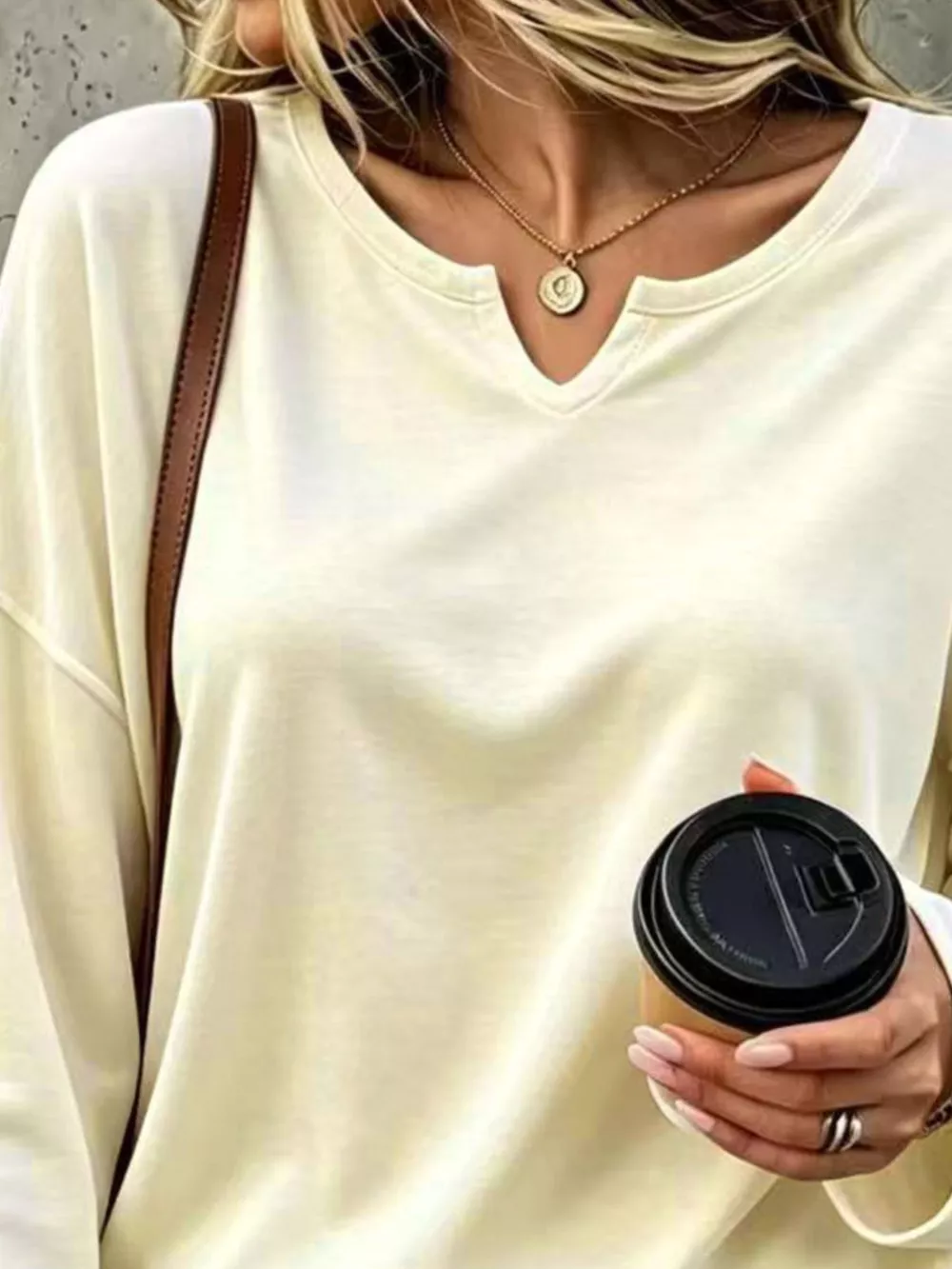 Full Size Solid Color Long Sleeve Loose T-Shirt Plus Size, image 6