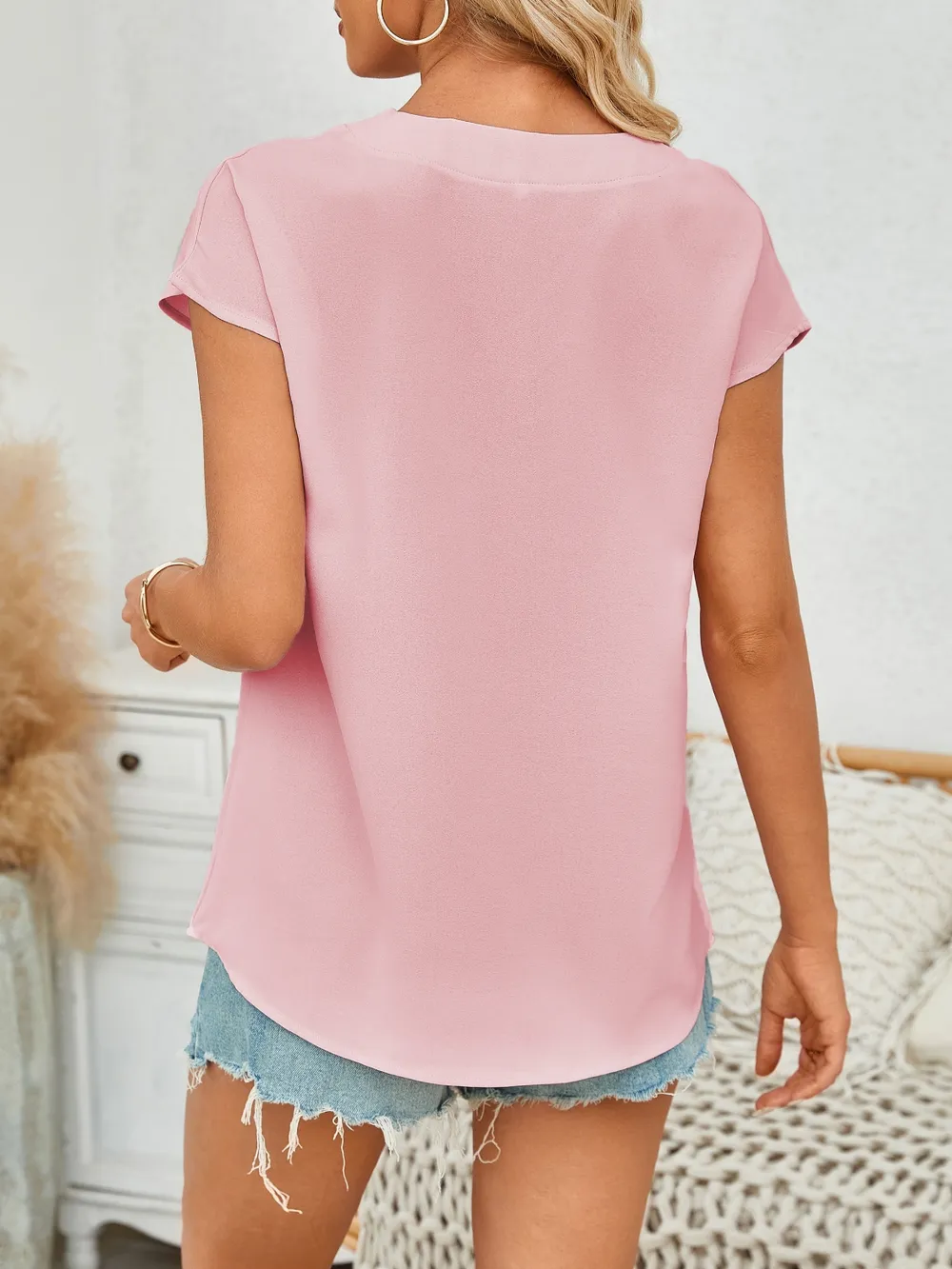 V-Neck Cap Sleeve Blouse, image 5