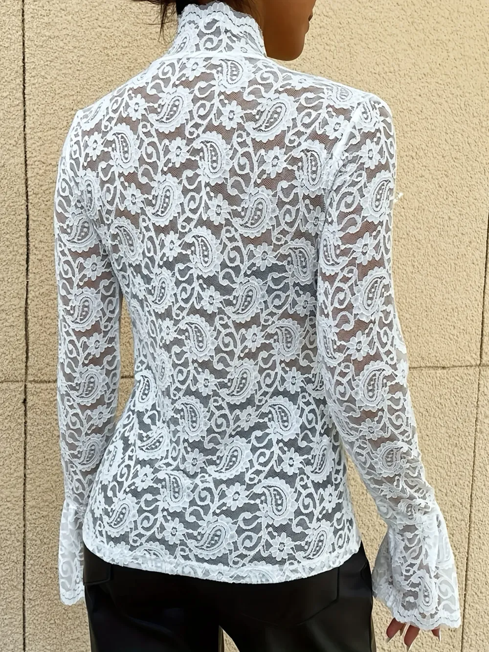 Mock Neck Long Sleeve Lace Top, image 24