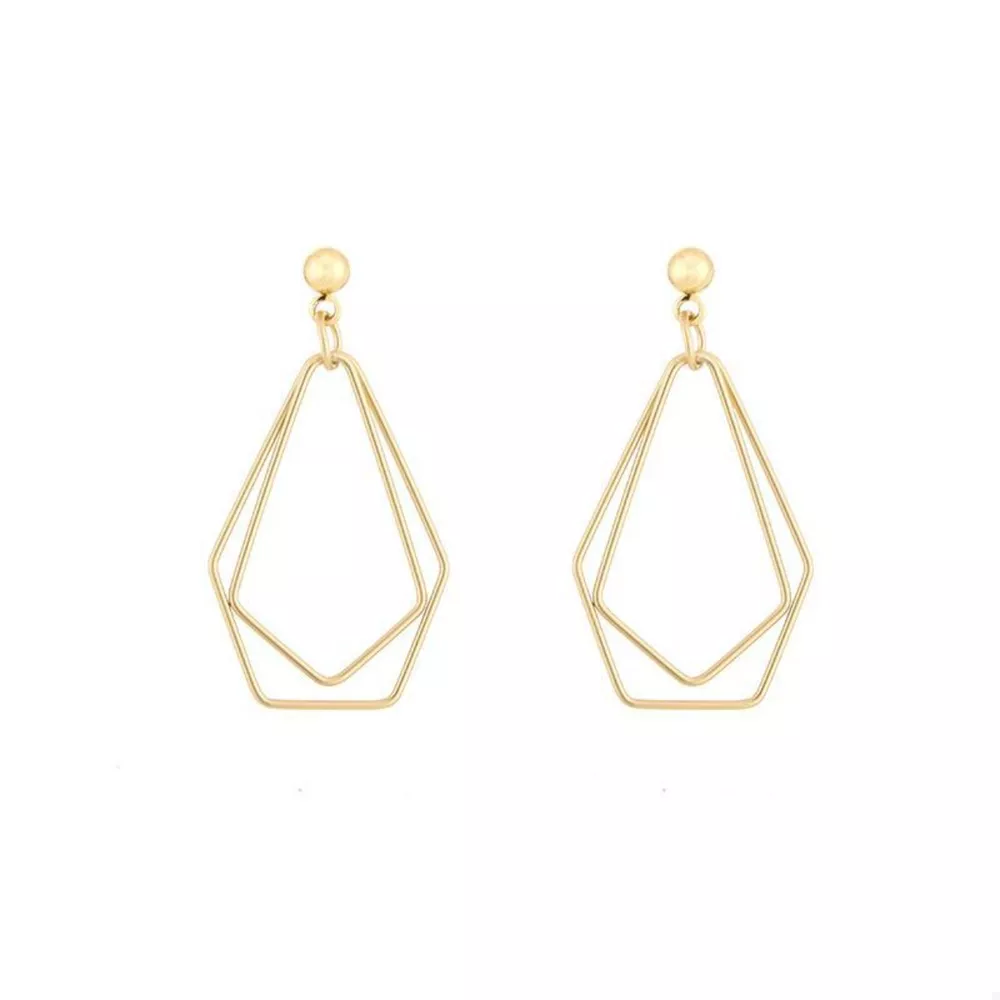 18K Gold-Plated Alloy Geometric Wire Drop Earrings, image 5