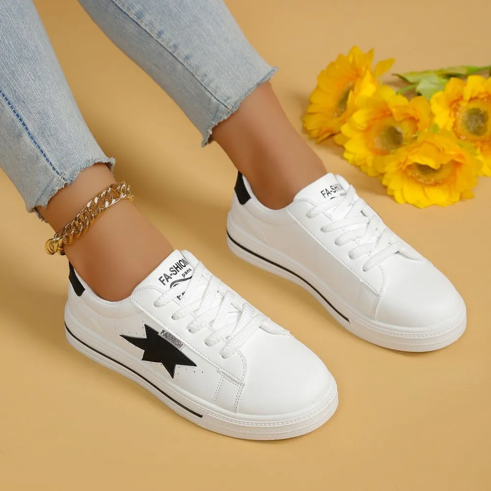 Star Round Toe Lace Up Sneakers, image 4
