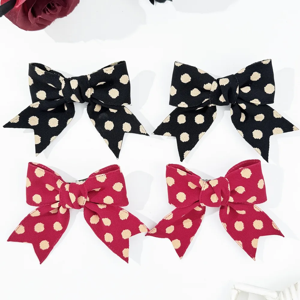 2-Piece Polka Dot Bow Hair Clip, image 4