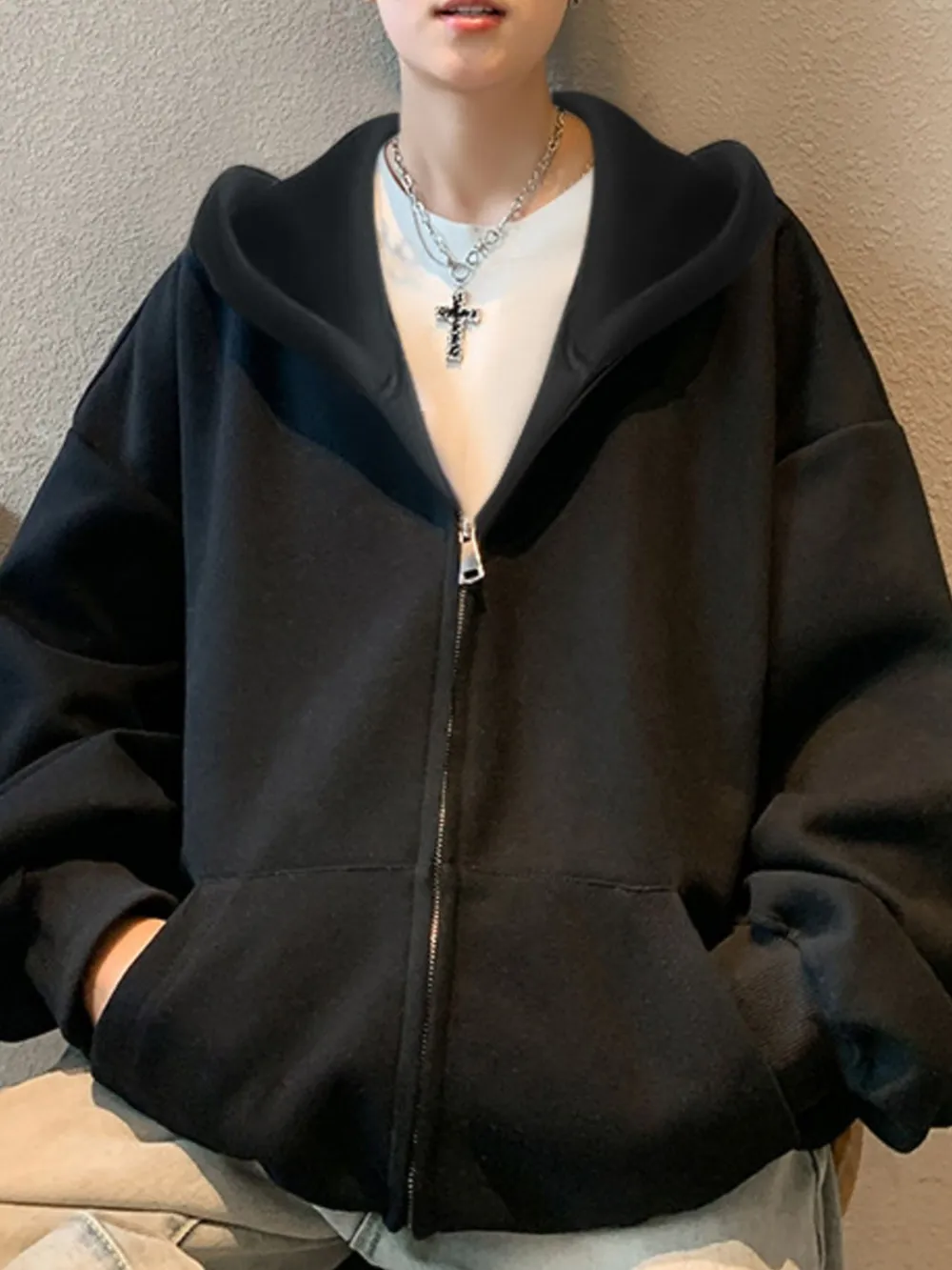 Men's Plus Size Zip Up Oversized Hoodie