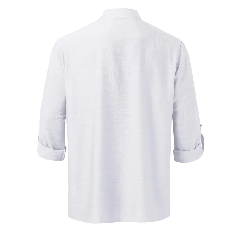 Men's Full Size Half Button Long Sleeve Shirt Plus Size, image 6