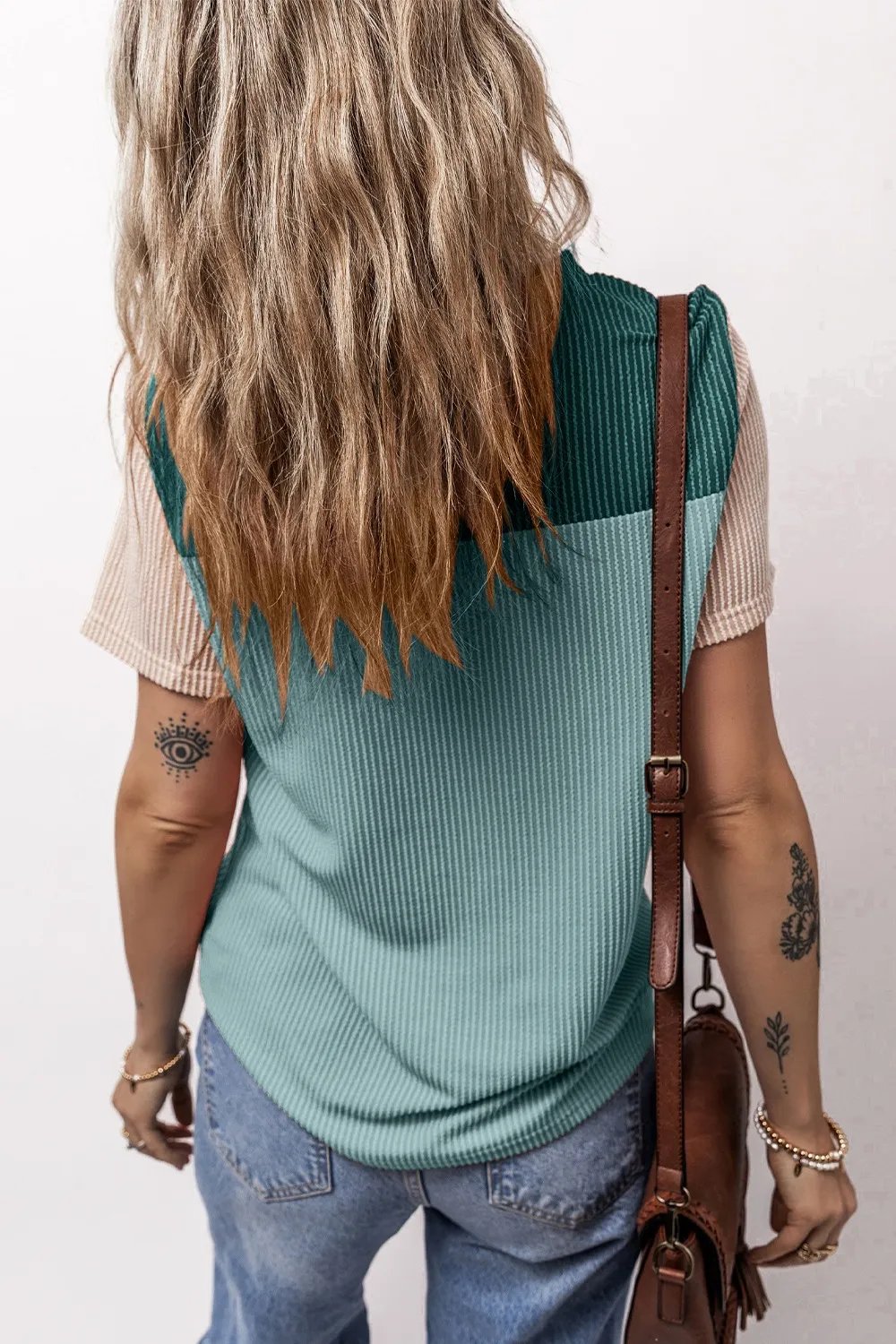 Color Block Round Neck Short Sleeve T-Shirt, image 11