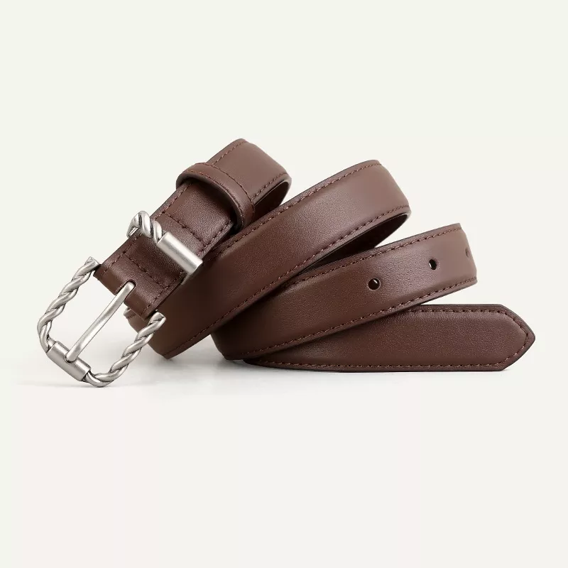 Leather Belt with Twisted Buckle, image 2