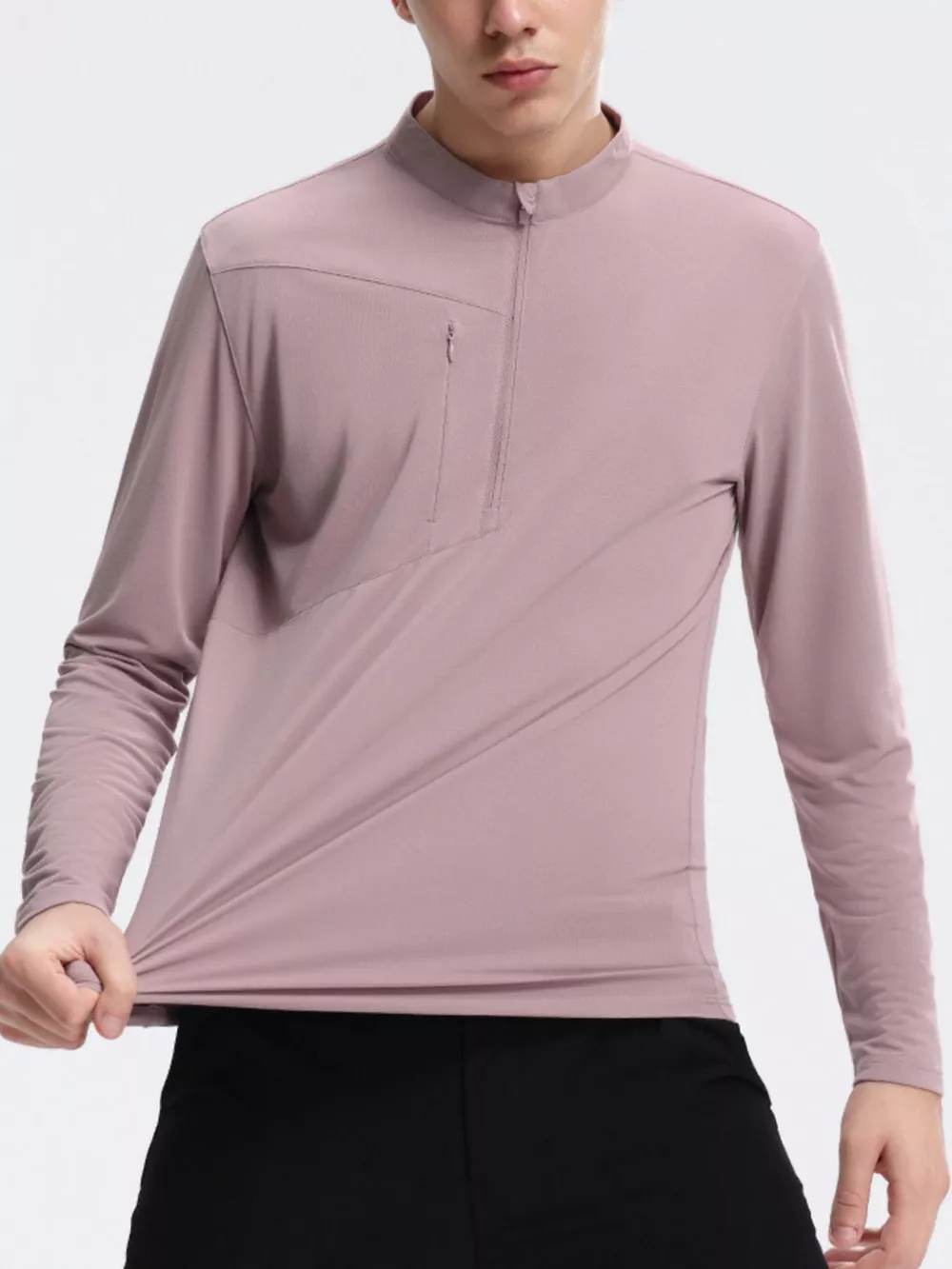 Men's Plus Size Slim Fit Quarter-Zip Sweatshirt, image 3