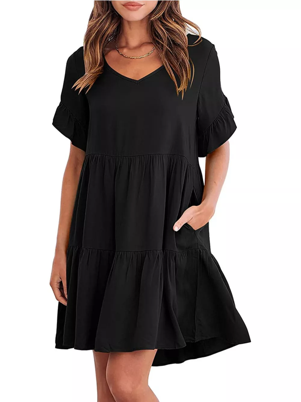 Ruffled Sleeve Tiered Mini Dress, image 7