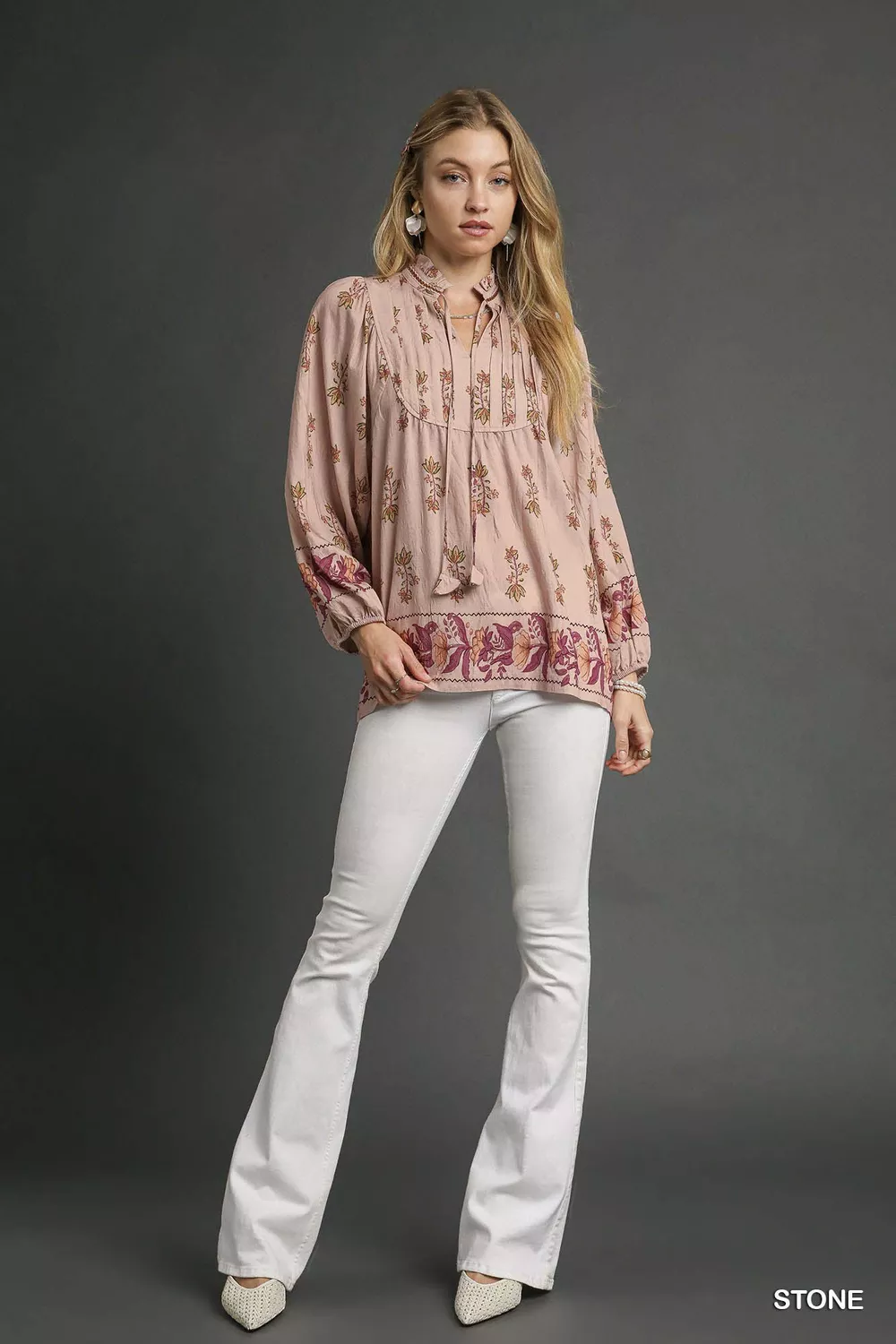 Floral Boho Peasant Blouse, image 4