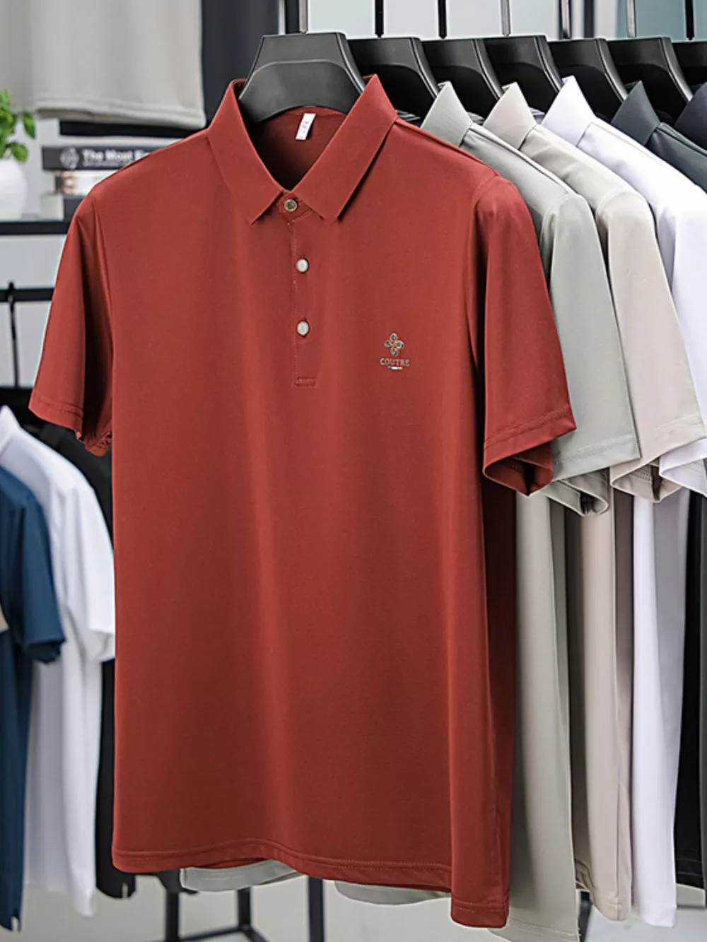 Men's Plus Size Button Detail Short Sleeve Polo, image 7