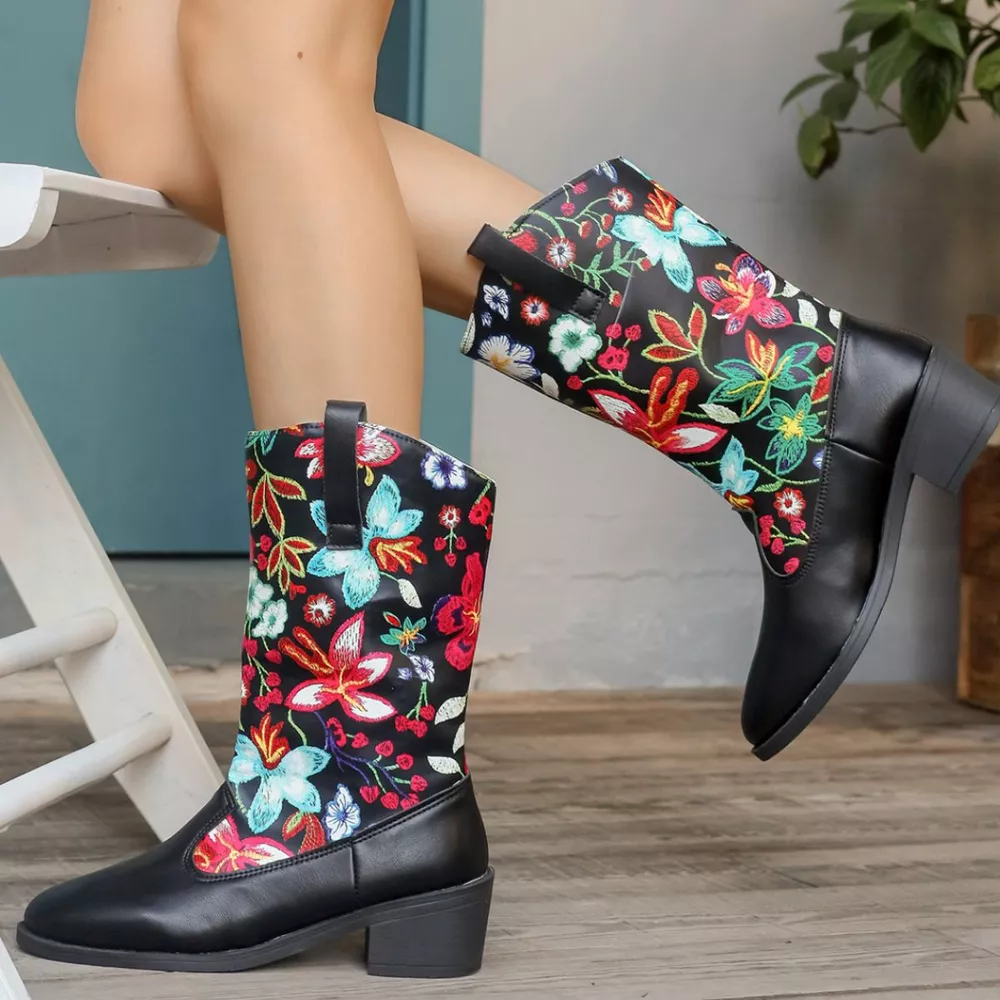 Floral Block Heel Boots, image 14