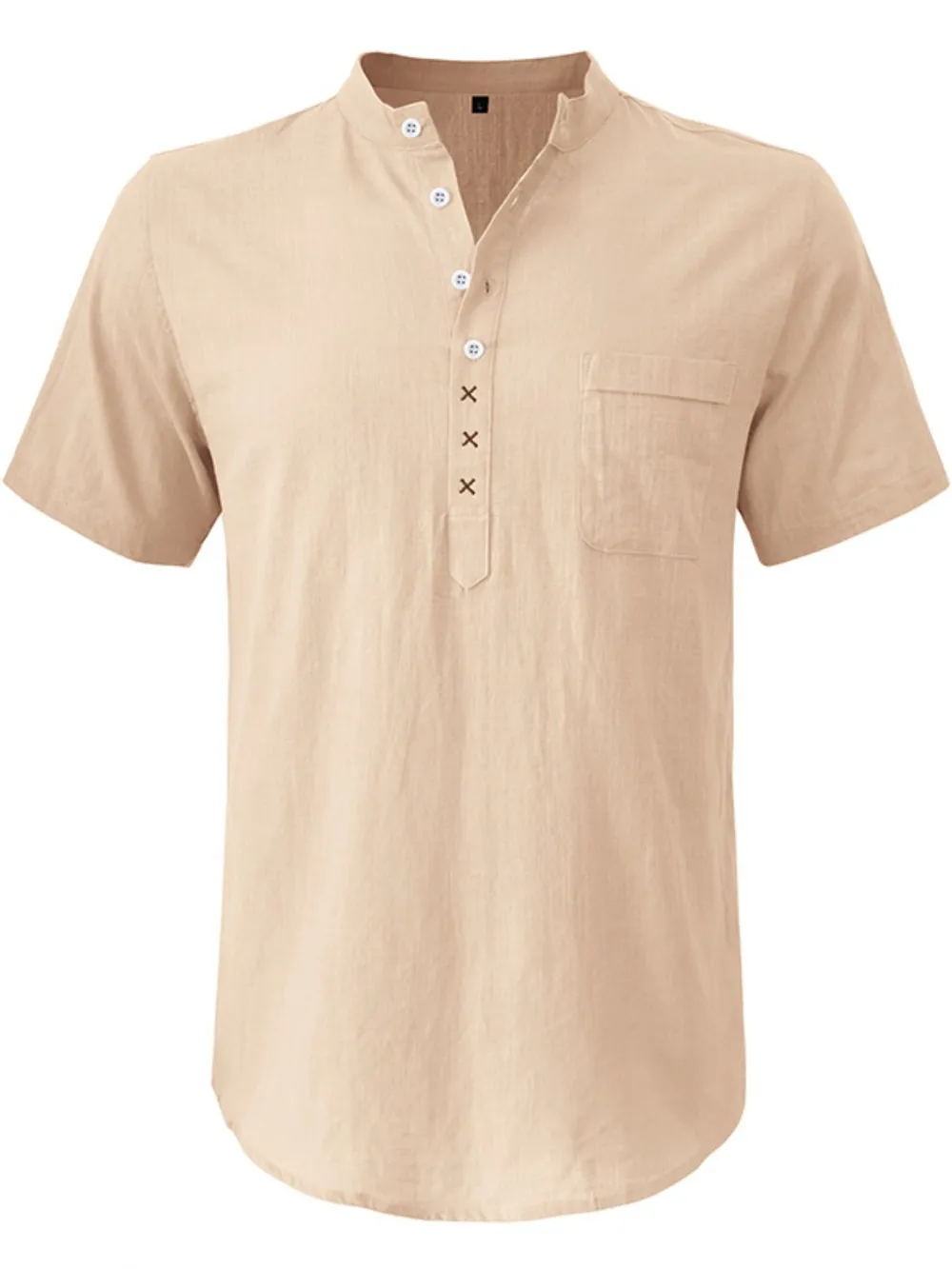Men's Casual Collar Short Sleeve Linen Polo Shirt, image 7
