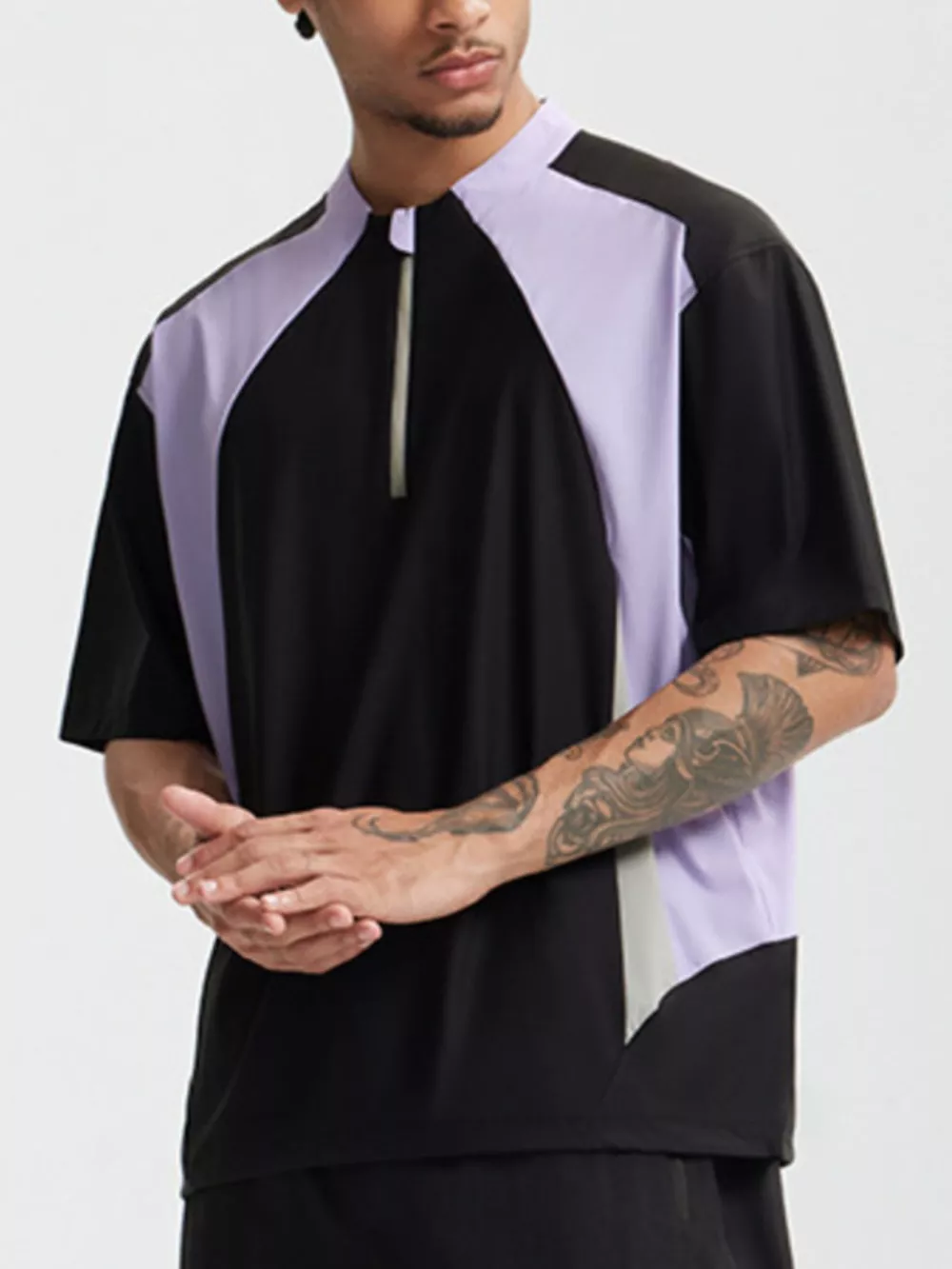 Men's Color Block Quick-Dry Half Zip T-Shirt, image 6