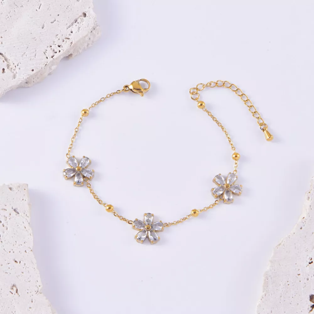 18K Gold-Plated Flower Jewelry Set, image 3