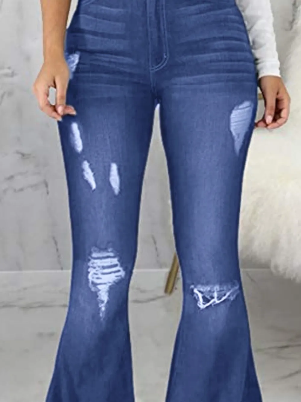 Full Size Distressed Raw Hem Flare Jeans Plus Size, image 12