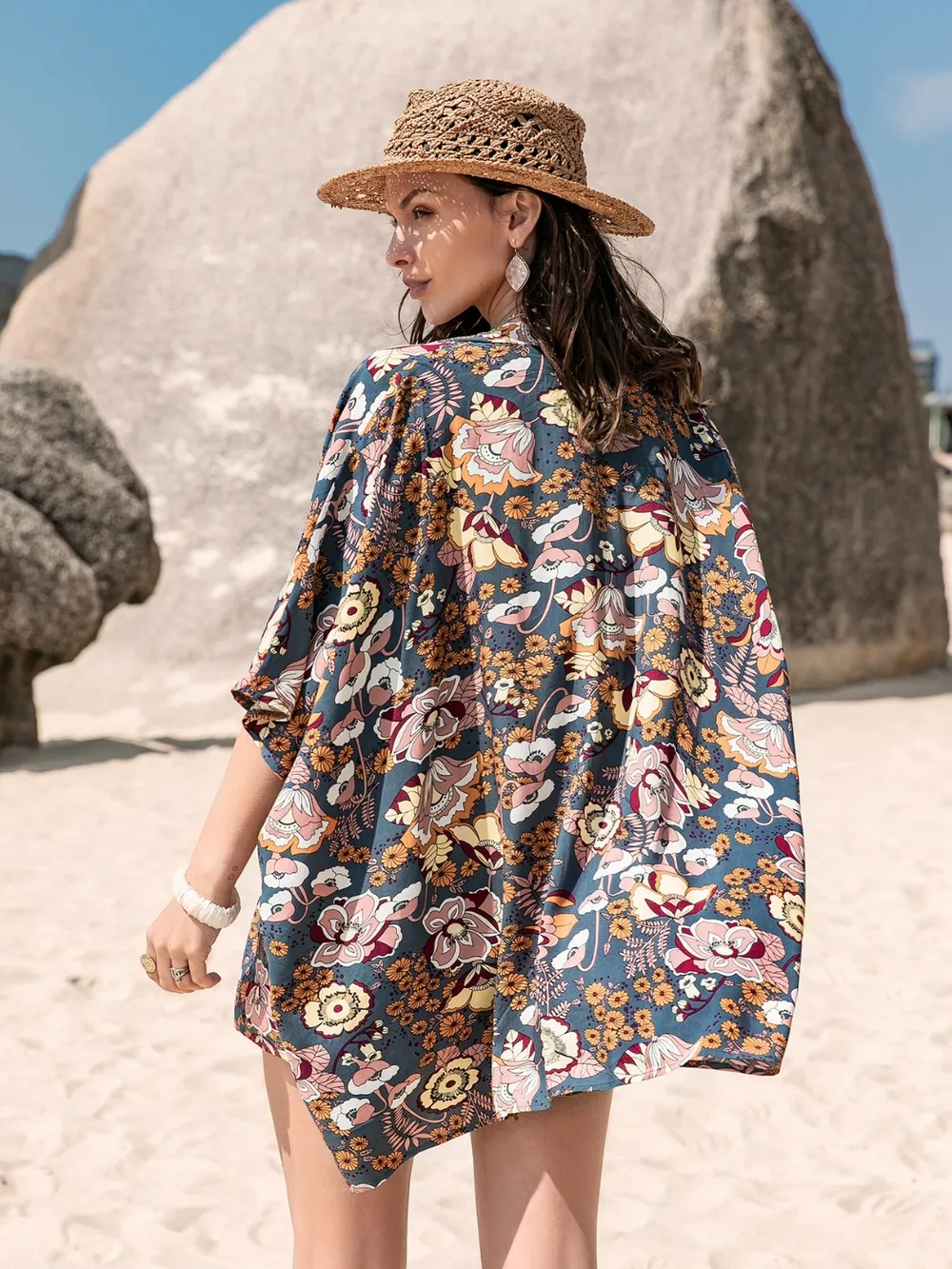 Printed Bra, Cover-Up and Shorts Set, image 6