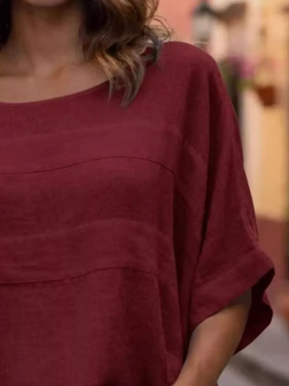 Full Size Casual Loose Round Neck Blouse Plus Size, image 8