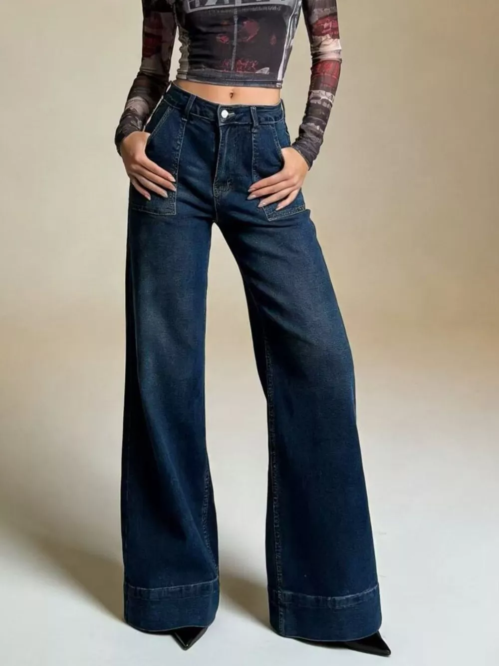 High-Waisted Flare Leg Jeans, image 5