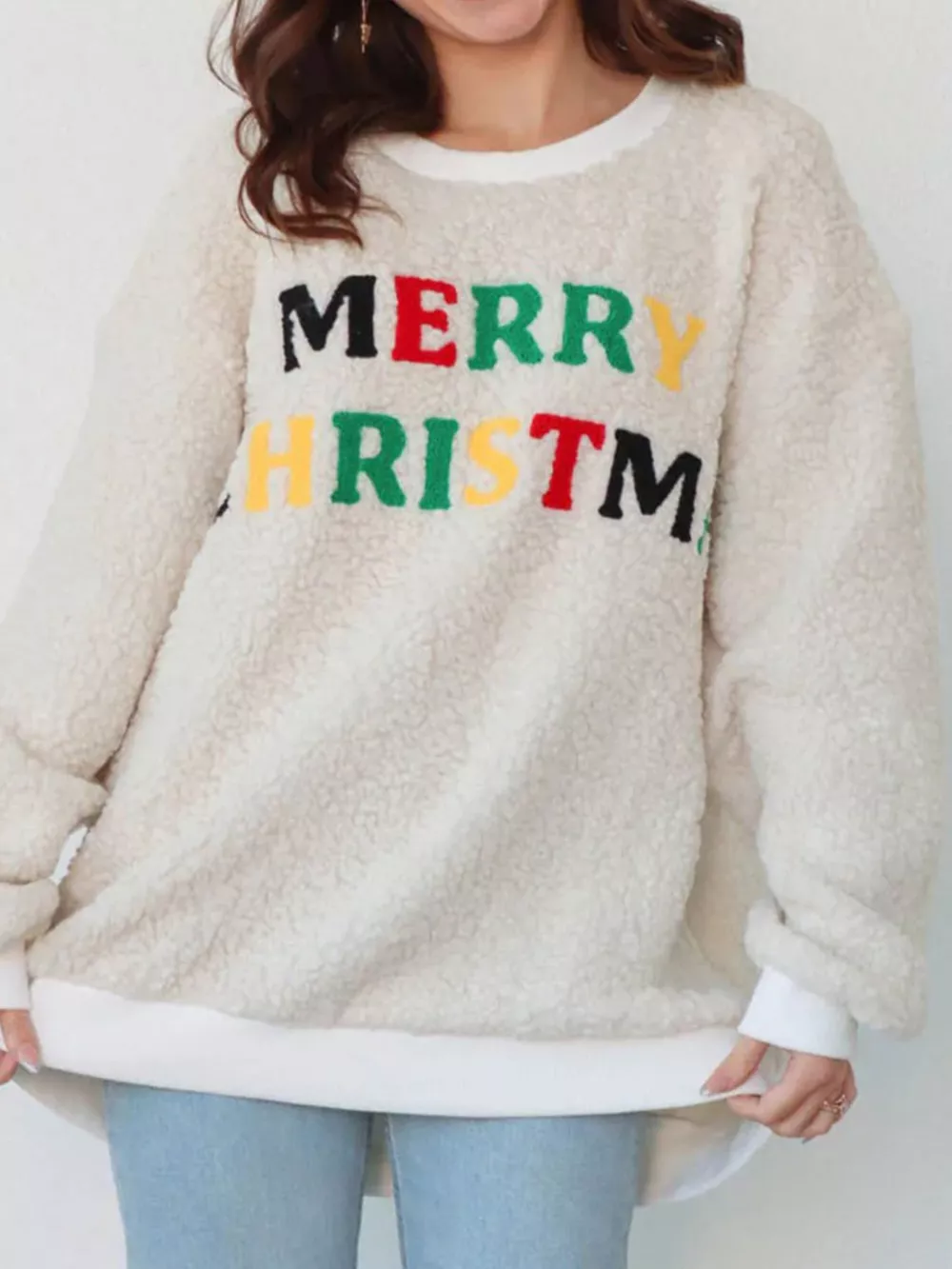 Merry Christmas Sherpa Fleece Sweatshirt, image 2