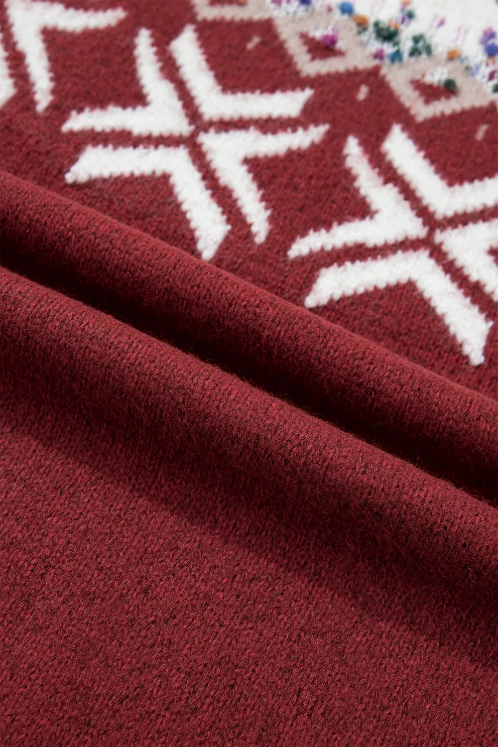 Christmas Theme Geometric Pattern Knit Round Neck Shift Sweater, image 11
