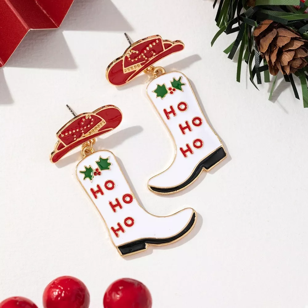 Christmas Cowboy Hat and Boot Dangle Earrings, image 4