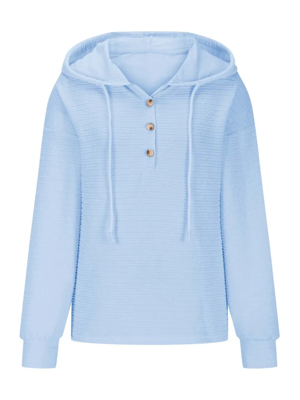 Drawstring Quarter Button Long Sleeve Hoodie, image 21