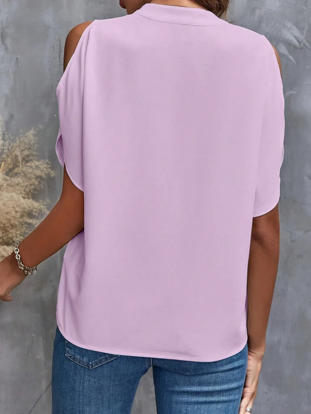 Notched Cold Shoulder Blouse, image 27