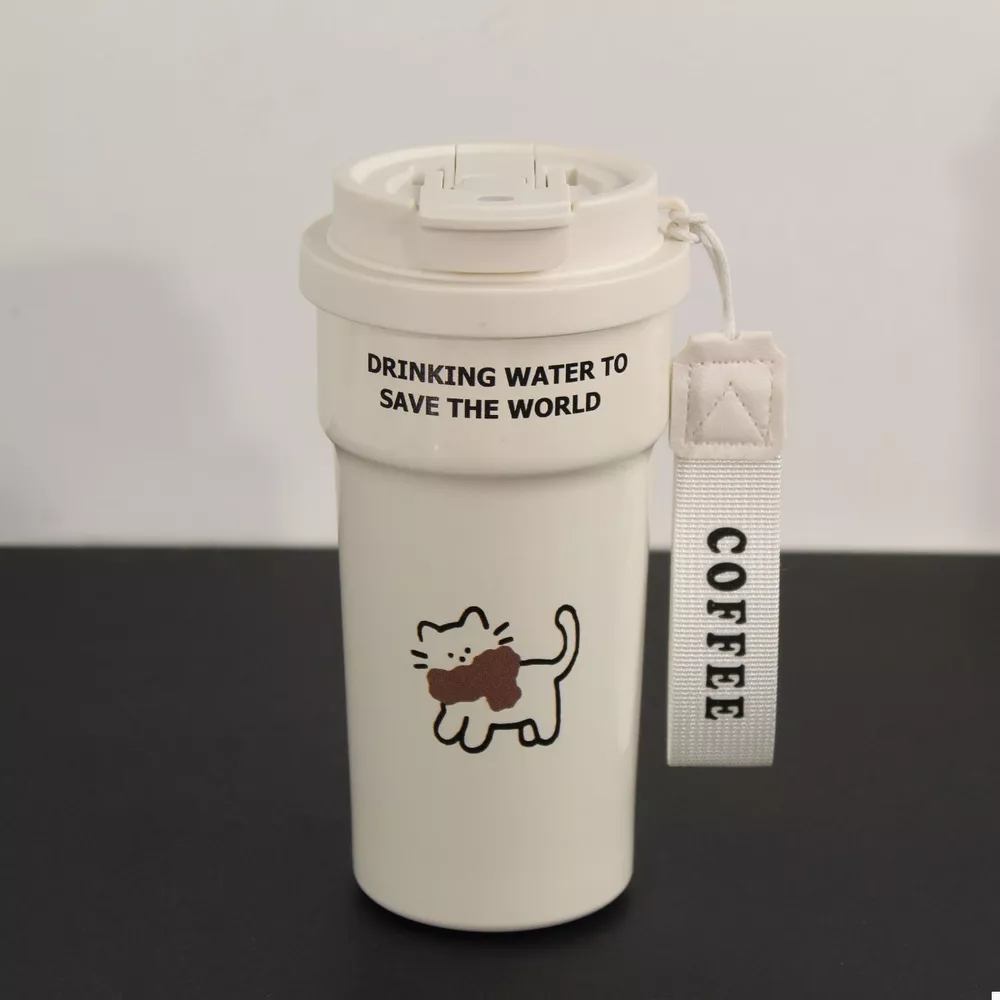 Cute Cat Stainless Steel Tumbler with Straw, image 10