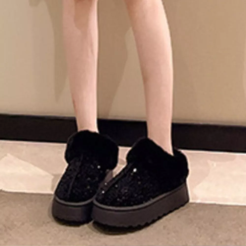Sequin Round Toe Platform Boots, image 6