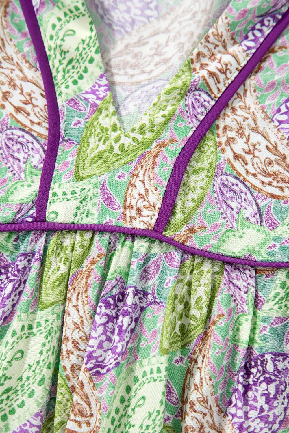 Paisley Print Half Puff Sleeve Blouse, image 6