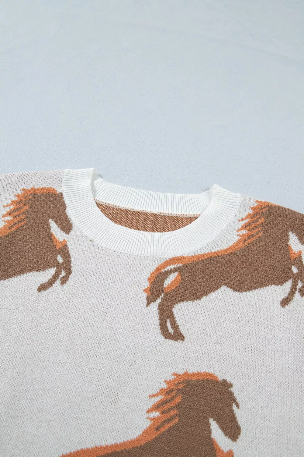 Western Horse Short Puff Sleeve Sweater, image 6
